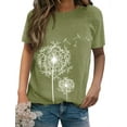 thumbnail image 1 of TWY Women Dandelion Print Crew Neck Short Sleeve T-shirt Tops, 1 of 6