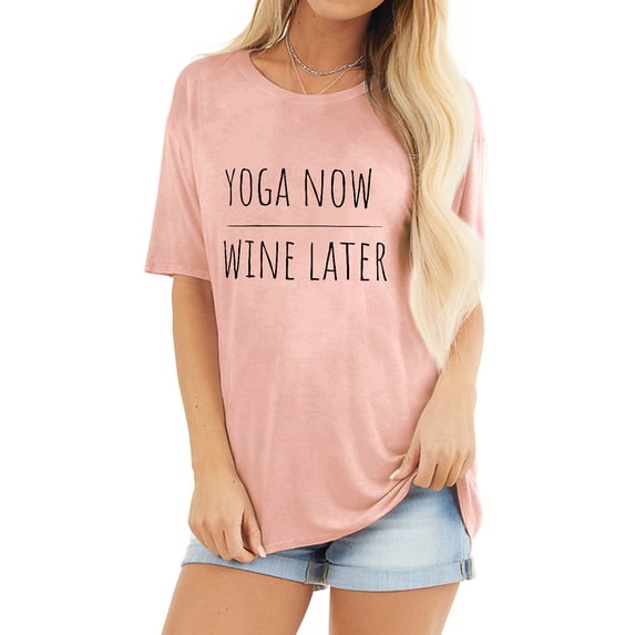 TWY Women Letter Print Crew Neck Short Sleeve T-Shirt