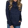 thumbnail image 1 of TWY Women Solid Color Cowl Neck Long Sleeves Front Pockets Blouse, 1 of 3