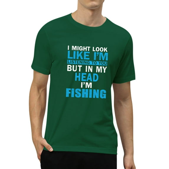 TWZH Men I Might Look Like I'm Listening Letter T-Shirt Funny Style Tee