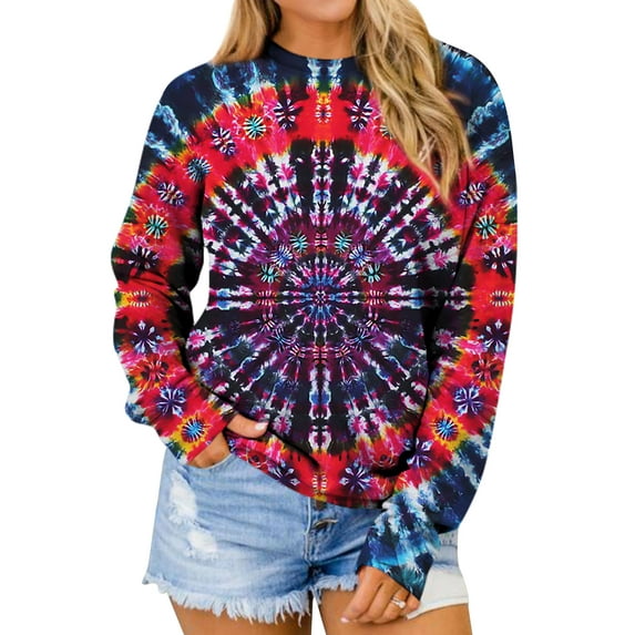 TWZH Women 3D Graphic Print Round Neck Long Sleeves Sweatshirt
