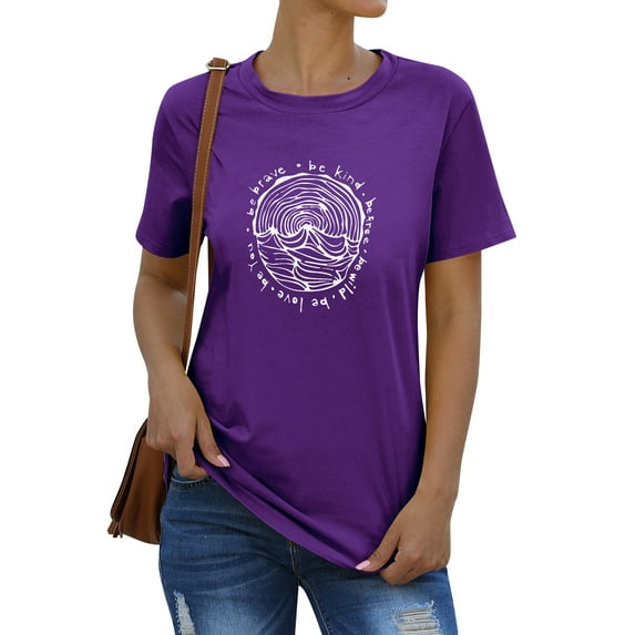 TWZH Women Be Brave Be Kind Be Free Be Wild Be Love Be You Print T-shirts Tops