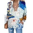 thumbnail image 1 of TWZH Women Christmas Snowflake Print Full-Zip Hoodie Outwear with Pockets, 1 of 4