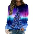 thumbnail image 1 of TWZH Women Christmas Tree 3D Print Crew Neck Gradient Sweatshirt Top, 1 of 7