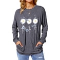 thumbnail image 1 of TWZH Women Daisy Dragonfly Print Crew Neck Long Sleeve Pockets Top, 1 of 6