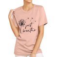 thumbnail image 1 of TWZH Women Dandelion Graphic Just Breathe Letter Print Short Sleeve T-Shirt, 1 of 6