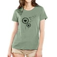 thumbnail image 1 of TWZH Women Dandelion Hearts Print T-Shirt Crew Neck Short Sleeve Plain Tee, 1 of 6
