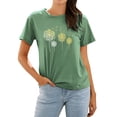 thumbnail image 1 of TWZH Women Dandelion Print Round Neck Pullover Short Sleeve Casual Loose T-Shirt Tops, 1 of 6