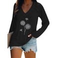 thumbnail image 1 of TWZH Women Dandelion Print V Neck Long Sleeves Plain Shirt, 1 of 2