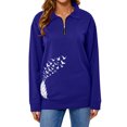 thumbnail image 1 of TWZH Women Feather Birds Print Zipper Lapel Collar Sweatshirt, 1 of 7