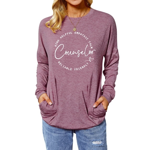 TWZH Women Helpful Empathic Calm Reliable Friendly Print Shirt with Pockets