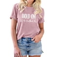 thumbnail image 1 of TWZH Women Hold On Let Me Overthink This Letter Print Crew Neck T-shirt Tops, 1 of 6