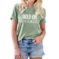 thumbnail image 1 of TWZH Women Hold On Let Me Overthink This Letter Print Crew Neck T-shirt Tops, 1 of 6