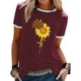 thumbnail image 1 of TWZH Women Hope Sunflower Print Short Sleeve Pullover Crew Neck T-Shirt Tops, 1 of 2