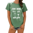thumbnail image 1 of TWZH Women How Moms Tell Life Am Pm Crew Neck Letter T-Shirt, 1 of 6