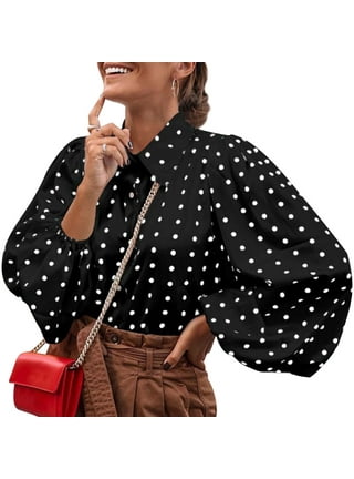 OEM Women's Blouse Lantern Sleeve Polka DOT Top Long Sleeve Shirt
