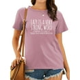 thumbnail image 1 of TWZH Women Lazy Is A Very Strong Word Letter T-shirt Funny Style Tee, 1 of 6