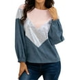 thumbnail image 1 of TWZH Women Long-sleeved Pullover Stitching Contrast Color Sequined Sweatshirt Tops, 1 of 6