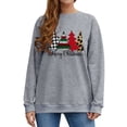 thumbnail image 1 of TWZH Women Merry Christmas Xmas Tree Print Round Neck Sweatshirt Top, 1 of 6