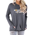 thumbnail image 1 of TWZH Women Monday Sunday Sunflower Print Round Neck Long Sleeve Pocket T-Shirt Tops, 1 of 6