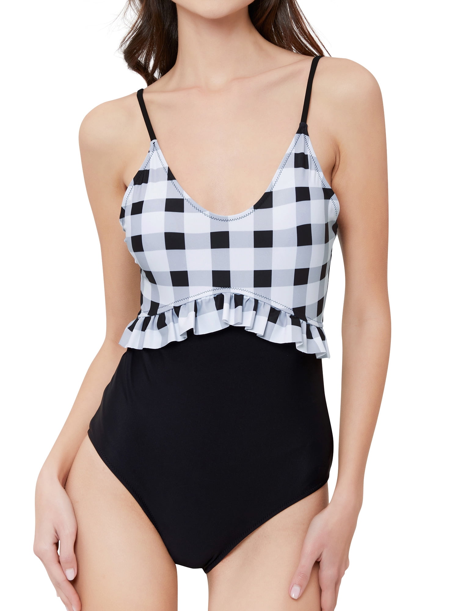 Black and sale white plaid swimsuit