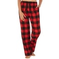 thumbnail image 1 of TWZH Women Plaid Print Elastic Waist Wide-Legged Checkered Pants with Pockets, 1 of 3