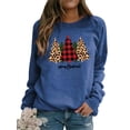 thumbnail image 1 of TWZH Women Red Plaid Merry Christmas Tree Print Crew Neck Shirt, 1 of 2