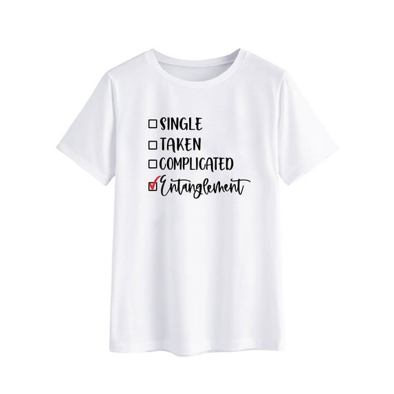 TWZH Women Single Taken Complicated Entanglement Print Short Sleeve T-Shirt
