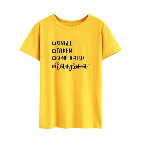 TWZH Women Single Taken Complicated Entanglement Print Short Sleeve T-Shirt