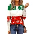 thumbnail image 1 of TWZH Women Snowflake Contrast Color Lace Hollow Out Buttons Shirt, 1 of 2