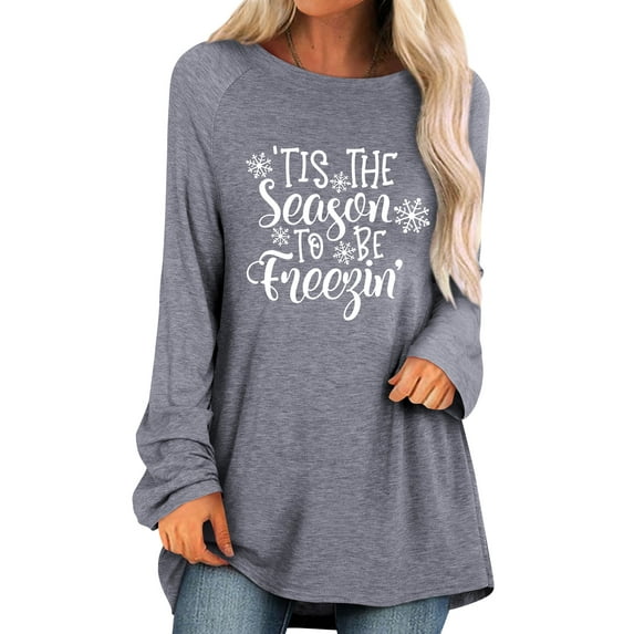 TWZH Women Snowflake Tis The Season To Be Freezin Christmas Shirt