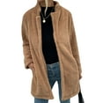 thumbnail image 1 of TWZH Women Solid Color Long Sleeve Fleece Cardigan Top with Pockets, 1 of 7