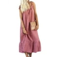 thumbnail image 1 of TWZH Women Solid Color Ruffle Sling Spaghetti Strap Maxi Dress, 1 of 2