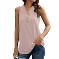 thumbnail image 1 of TWZH Women Solid Color V Neck Button Down Sleeveless Summer Tank, 1 of 2