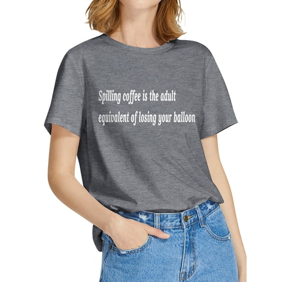 TWZH Women Spilling Coffee Is The Adult Equivalent Letter T-Shirt Lifestyle Tee