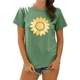 thumbnail image 1 of TWZH Women Sunflower Print Crew Neck Casual Simple Pullover Short Sleeve T-Shirt Tops, 1 of 6