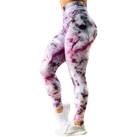 TWZH Women Tie-Dyed Gradient Print Fast Dry High Waist Hip Lifting Yoga Legging