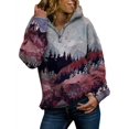 thumbnail image 1 of TWZH Women Traditional Landscape Painting Mountain Forest Printed Hoodie Tops, 1 of 3