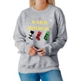 thumbnail image 1 of TWZH Women Warm Holiday Print Plaid Socks Loose Fit Casual Pullover Sweatshirt Tops, 1 of 6