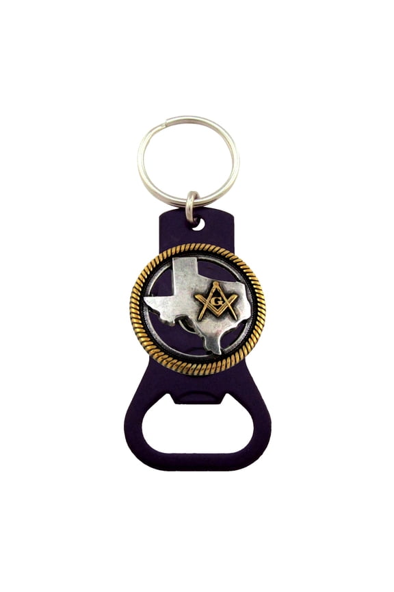 TX Freemason Beer Soda Bottle Opener Texas Masonic Keychain