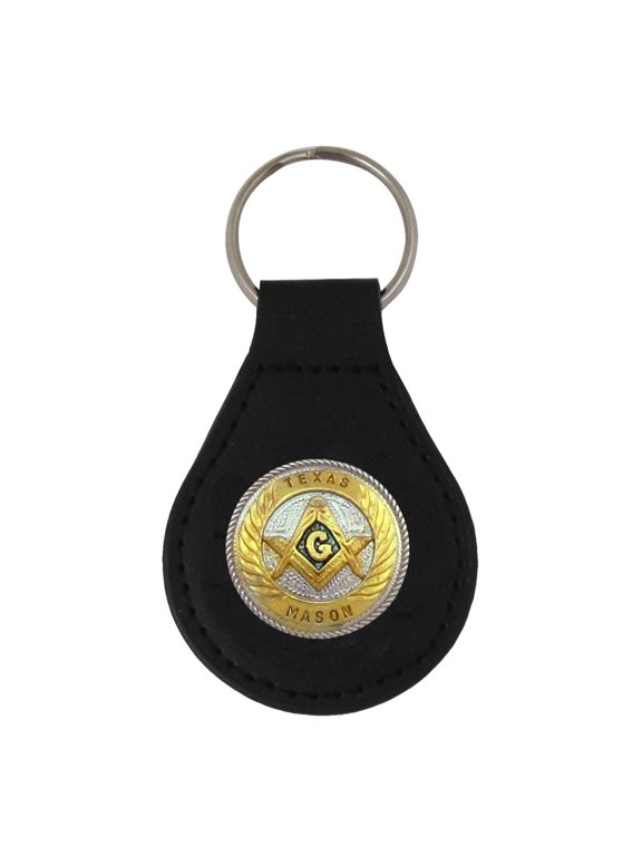 TX Freemason Key Ring Fob Leather Car Keyfob Truck Keyring Masonic Gift