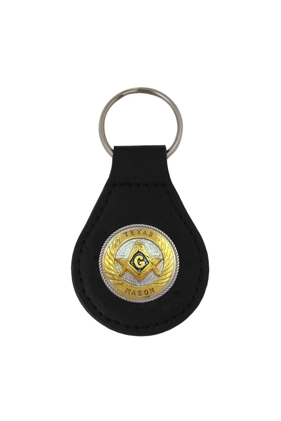 TX Freemason Key Ring Fob Leather Car Keyfob Truck Keyring Masonic Gift