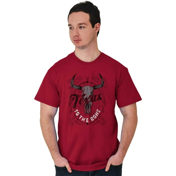 TX Texas to the Bone Cool Cow Skull Plus Size Crewneck Graphic Tee Shirt Brisco Brands 2X