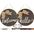 thumbnail image 1 of TX USA 12in Reversible Brown Welcome Hanging Sign for Front Door Decor - Rustic Door Hangers, 1 of 10