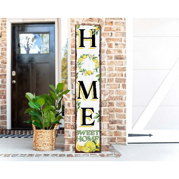 TX USA 48in Lemon Summer Home Sweet Home Porch Sign Rustic Wooden Front Door Decor Outdoor Farmhouse Patio Display Board