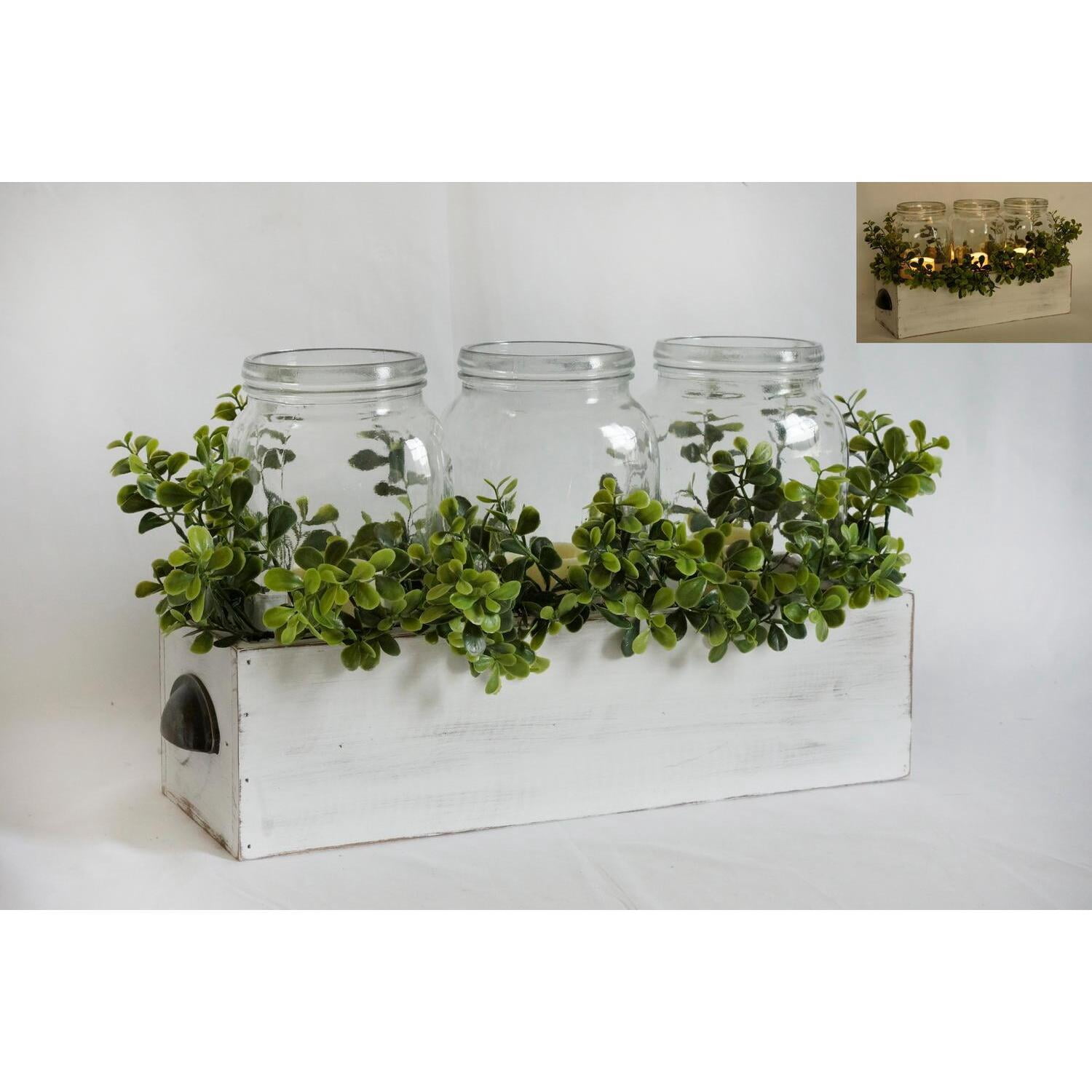 Box Greenery Wood Box With Greenery - Walmart.com