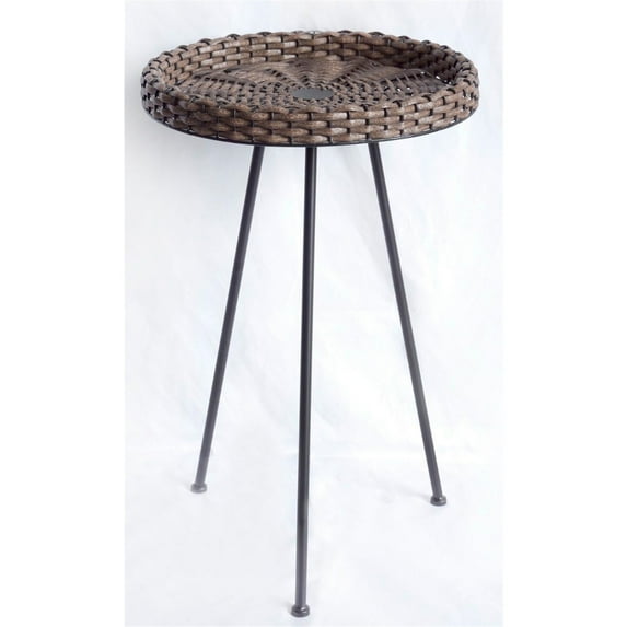 TX USA Zola Resin Wicker Outdoor End Table, Black