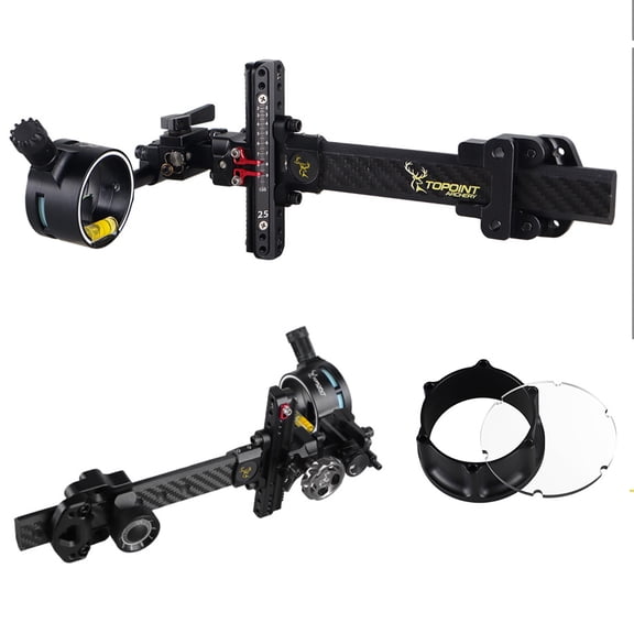 TX9610 Single Pin Compound Bow Sight with 4X/6X/8X Lens, Carbon Extension Bar