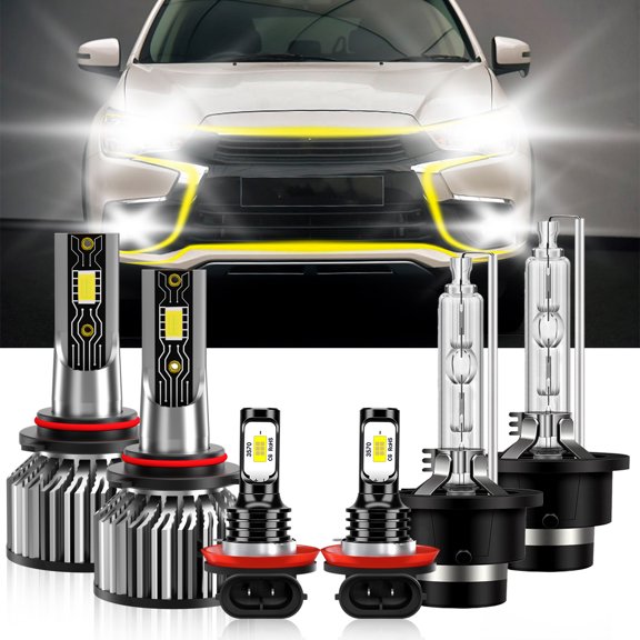 TXBILMOO 6PCS LED HID Headlight+Fog Light Bulbs Combo 6500K Compatible for Mitsubishi RVR 2011-2019