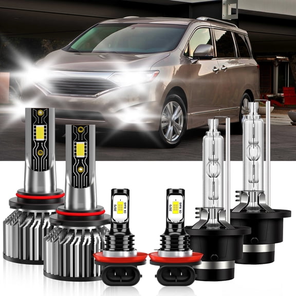 TXBILMOO 6x Combo LED HID Headlight+Fog Lights Bulbs Kit 6500K Compatible for Nissan Quest 2011-2017
